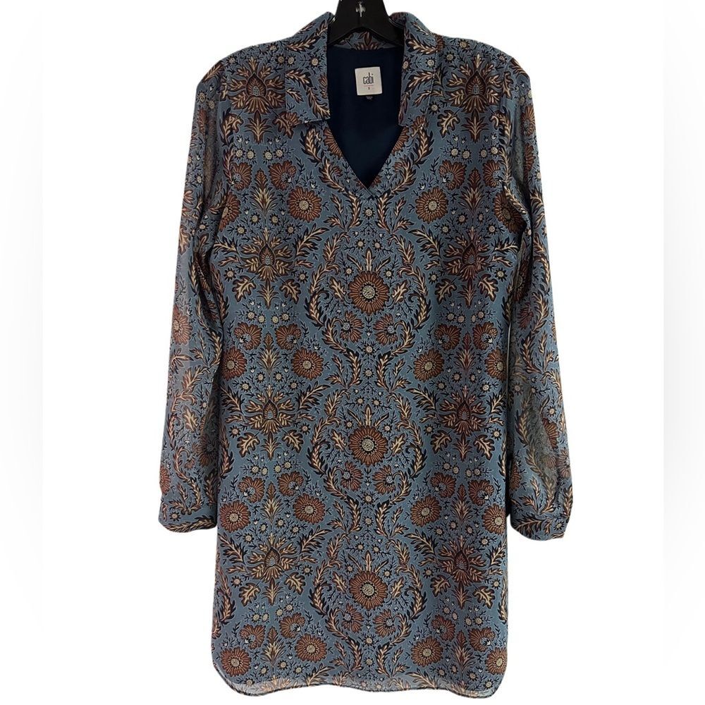 Cabi Provincial Paisley Blue Floral Dress Size S